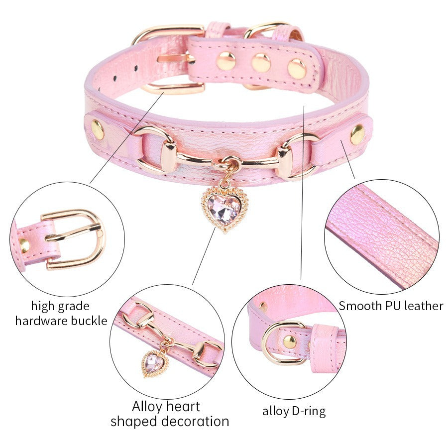 Heart Rhinestone Pet Collar