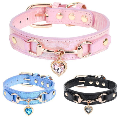 Heart Rhinestone Pet Collar