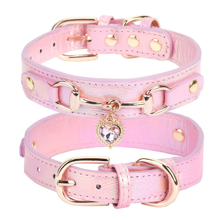 Heart Rhinestone Pet Collar