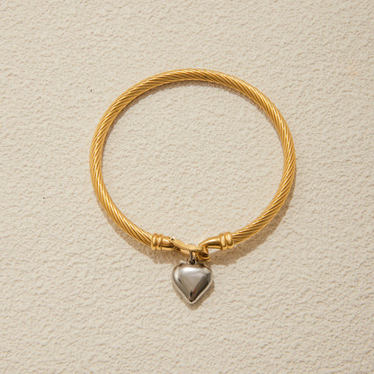 Heart Shape Stainless Steel Gold Plated Bracelet