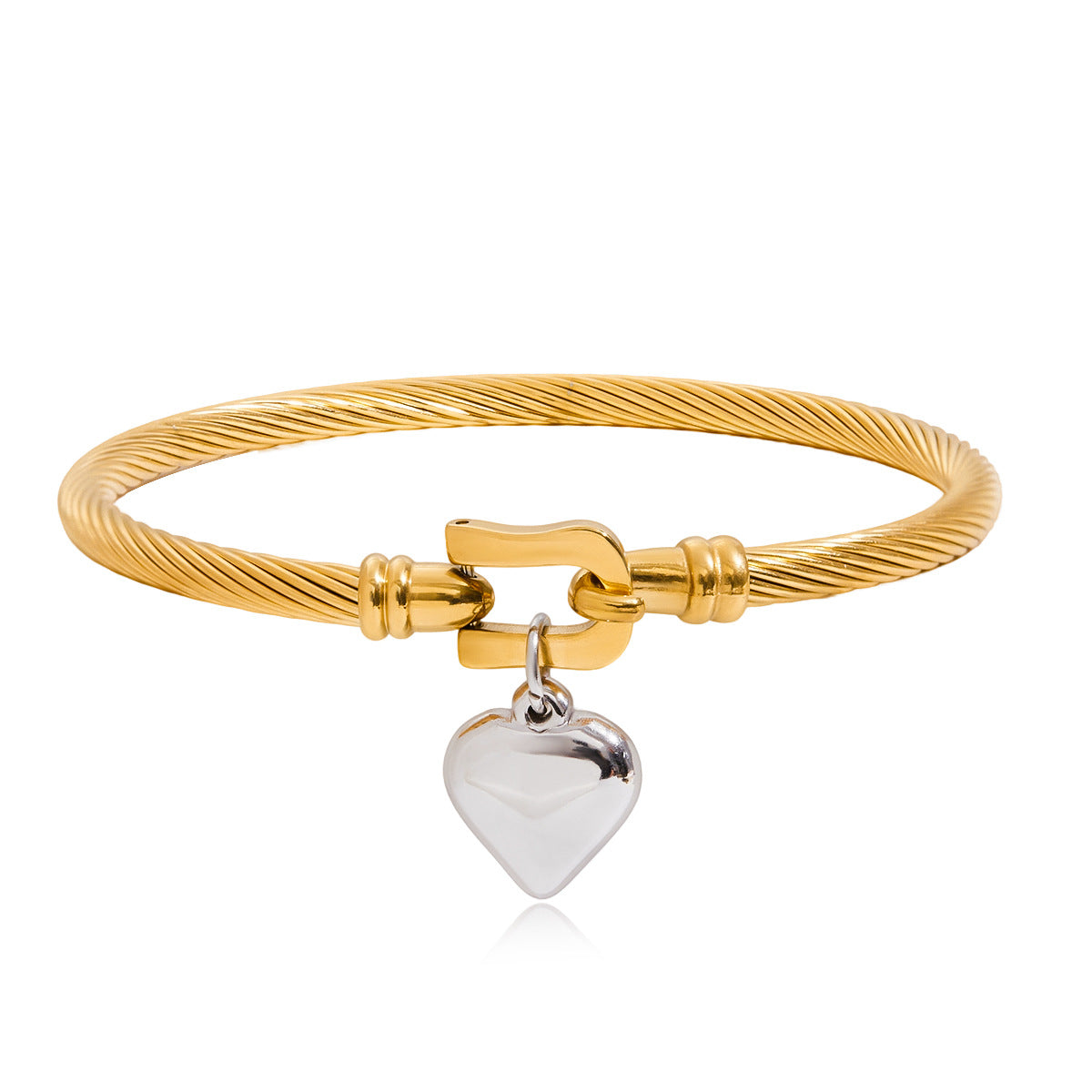 Heart Shape Stainless Steel Gold Plated Bracelet