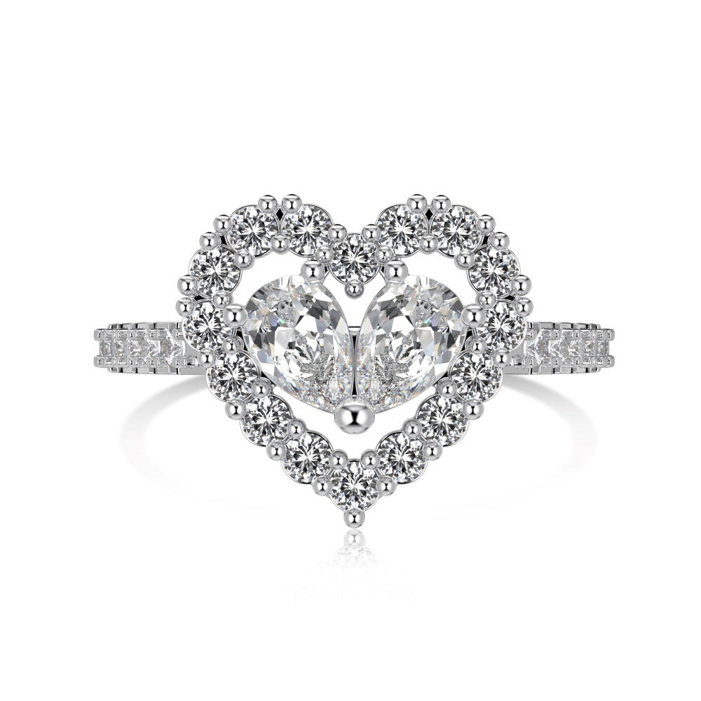 Heart Shape Sterling Silver Ring with Zircon