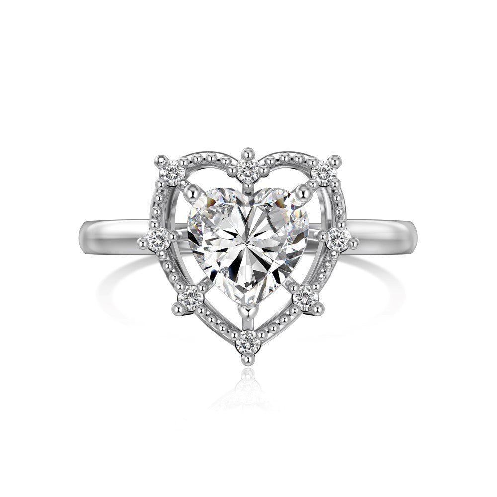 Heart Shape Sterling Silver Ring with Zircon
