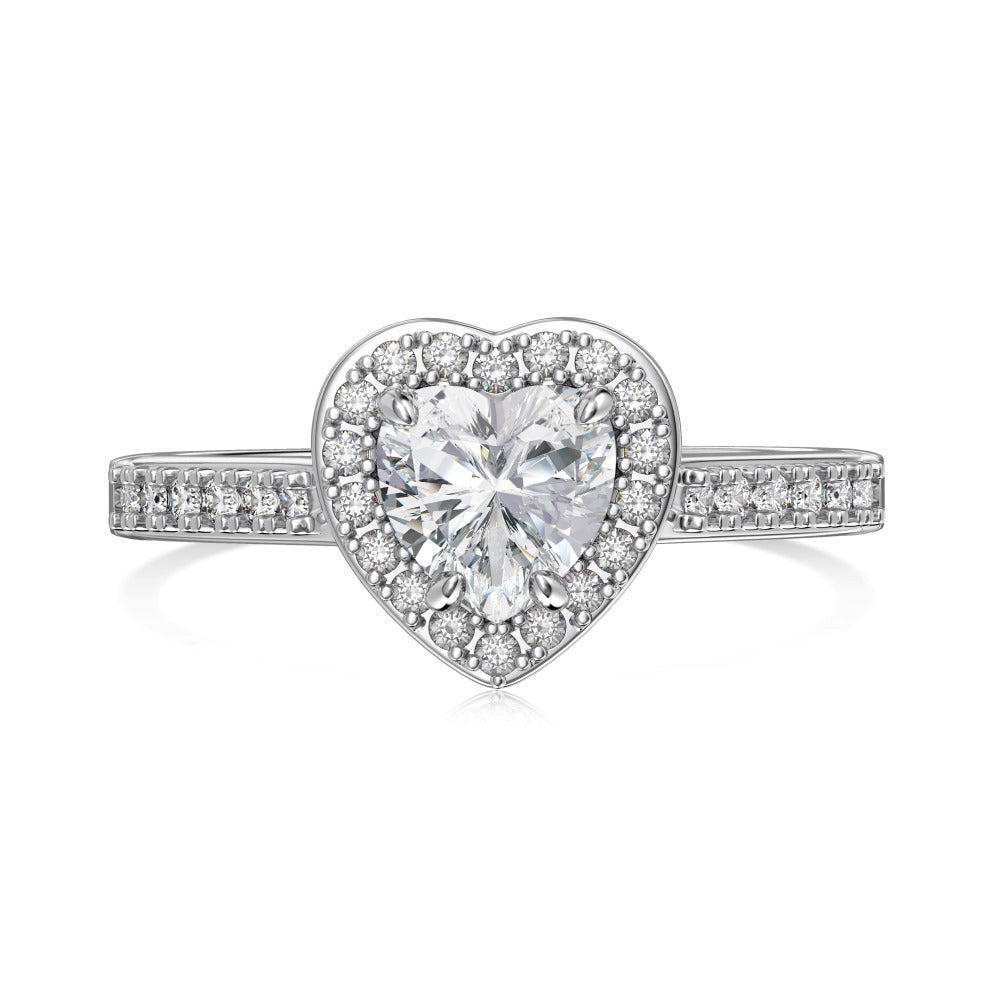 Heart Shape Sterling Silver Ring with Zircon