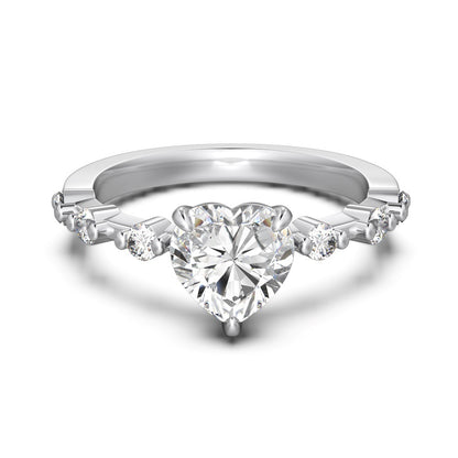 Heart Shape Sterling Silver Ring with Zircon