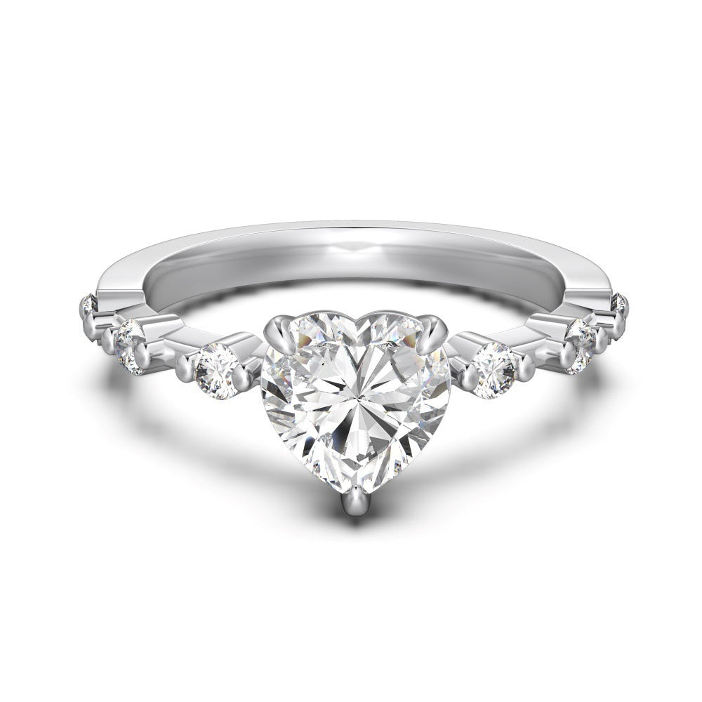 Heart Shape Sterling Silver Ring with Zircon