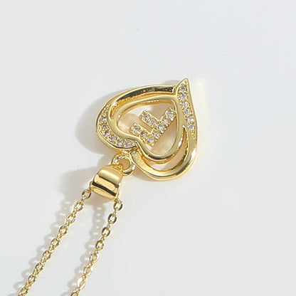 Heart Shape Zircon Letter Necklace