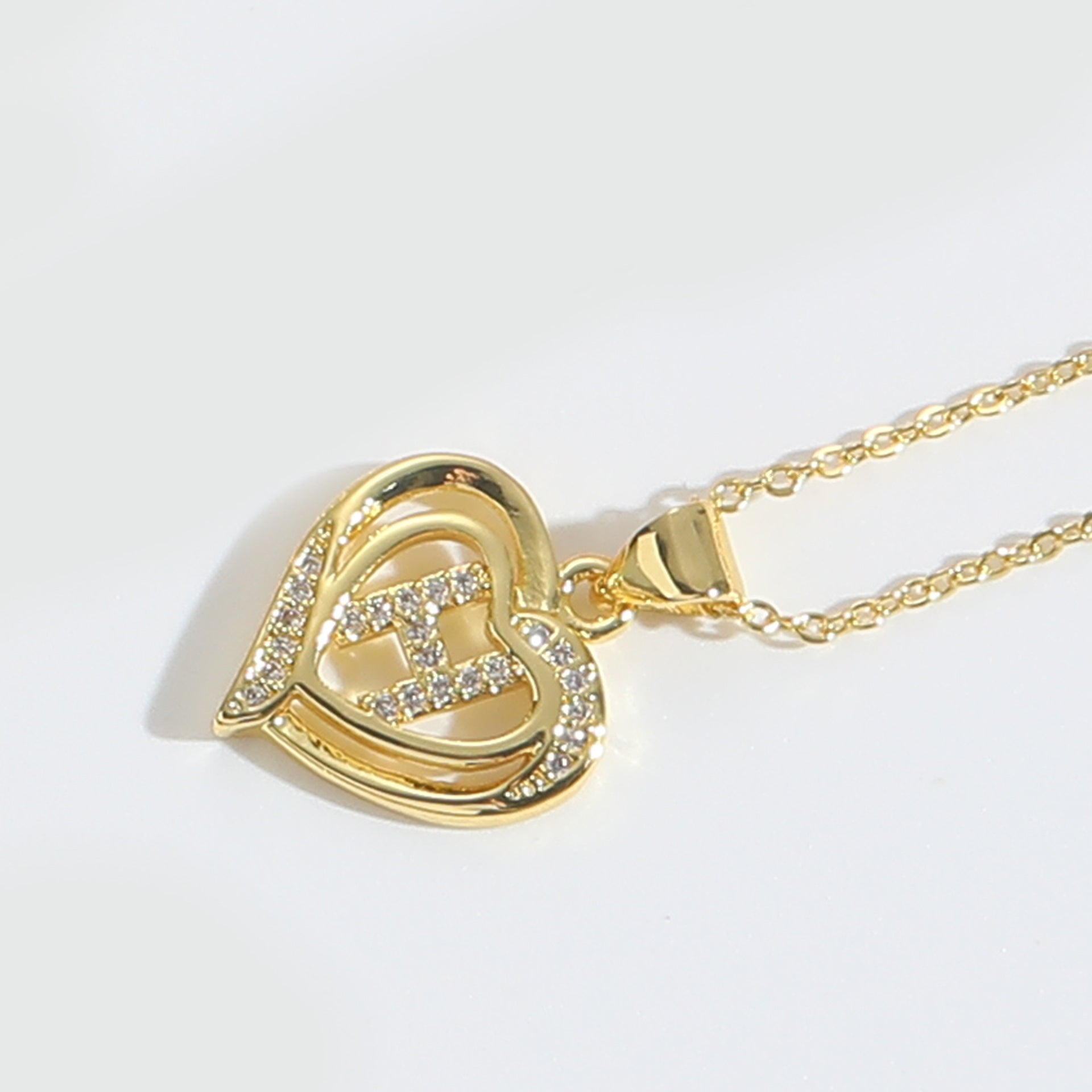 Heart Shape Zircon Letter Necklace