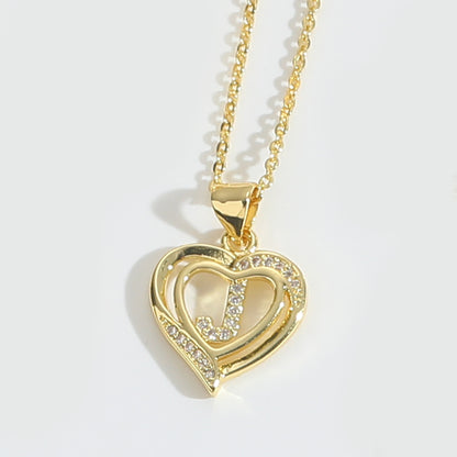Heart Shape Zircon Letter Necklace