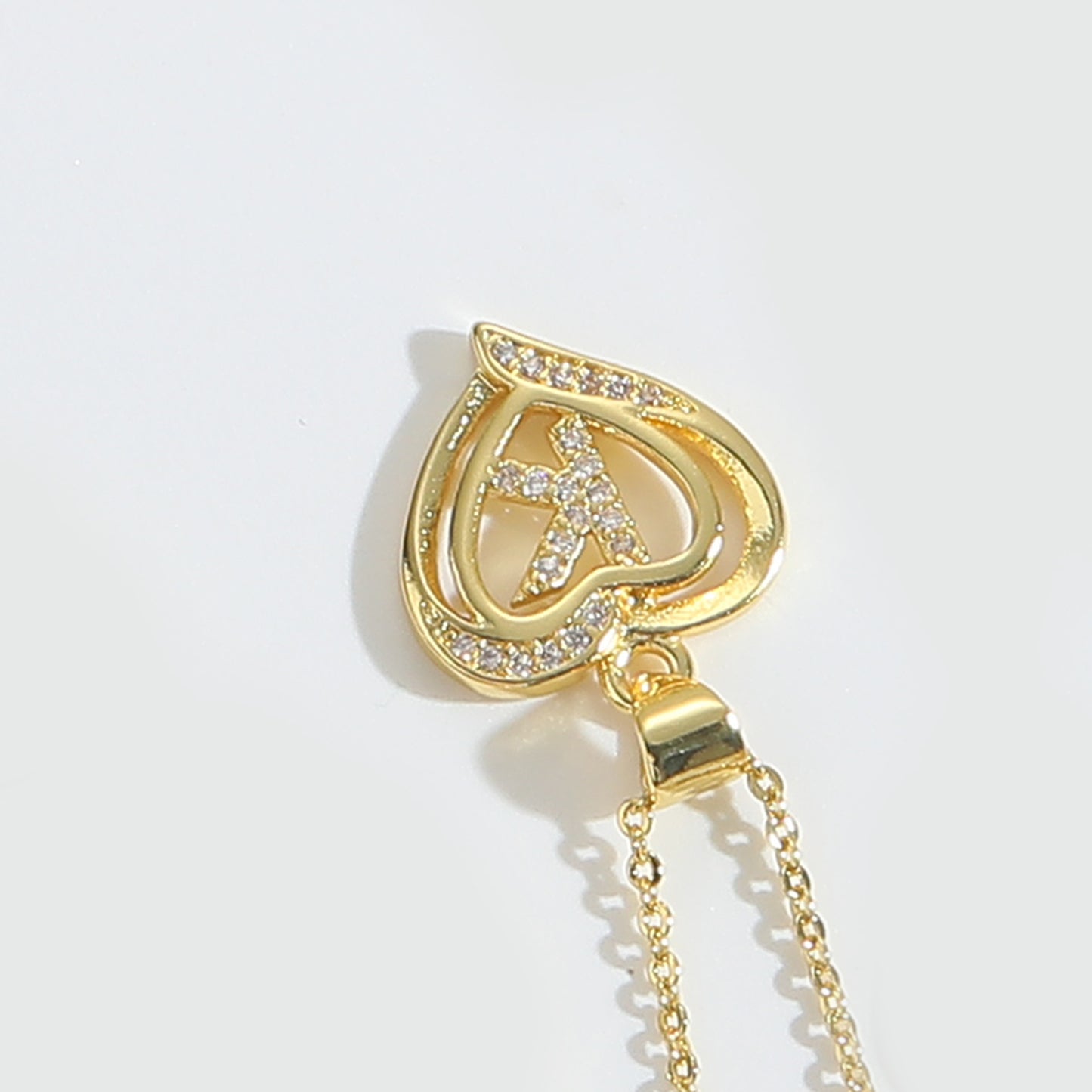 Heart Shape Zircon Letter Necklace