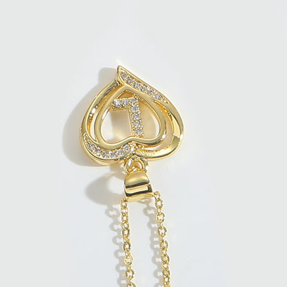 Heart Shape Zircon Letter Necklace