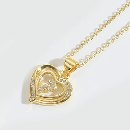 Heart Shape Zircon Letter Necklace