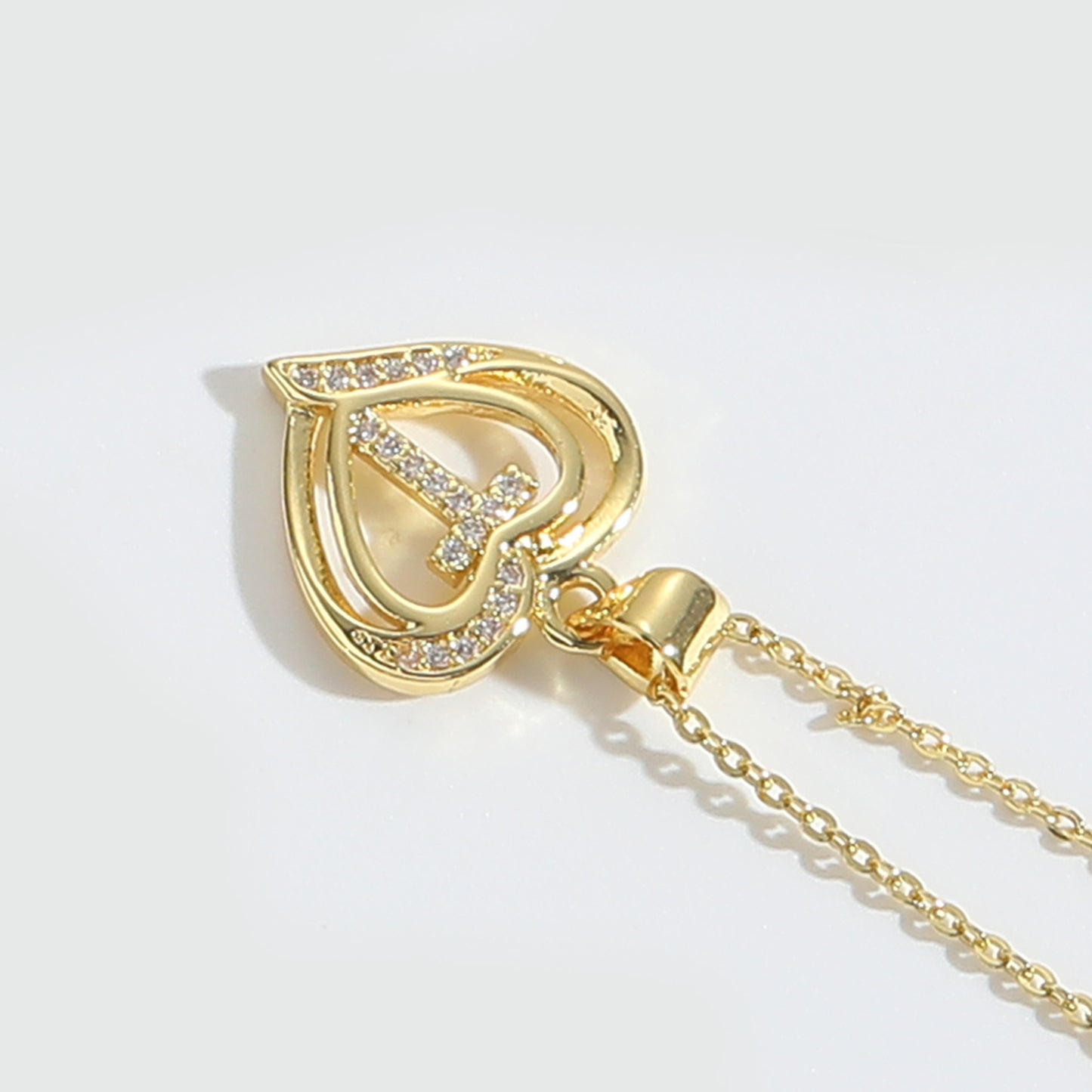 Heart Shape Zircon Letter Necklace