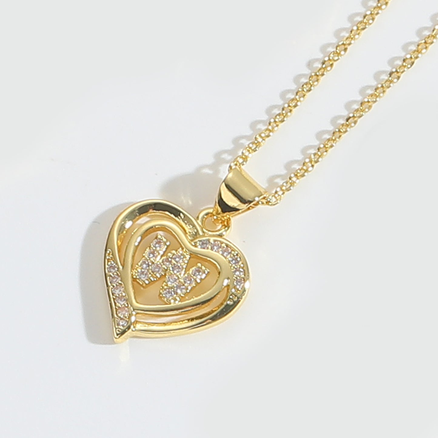 Heart Shape Zircon Letter Necklace