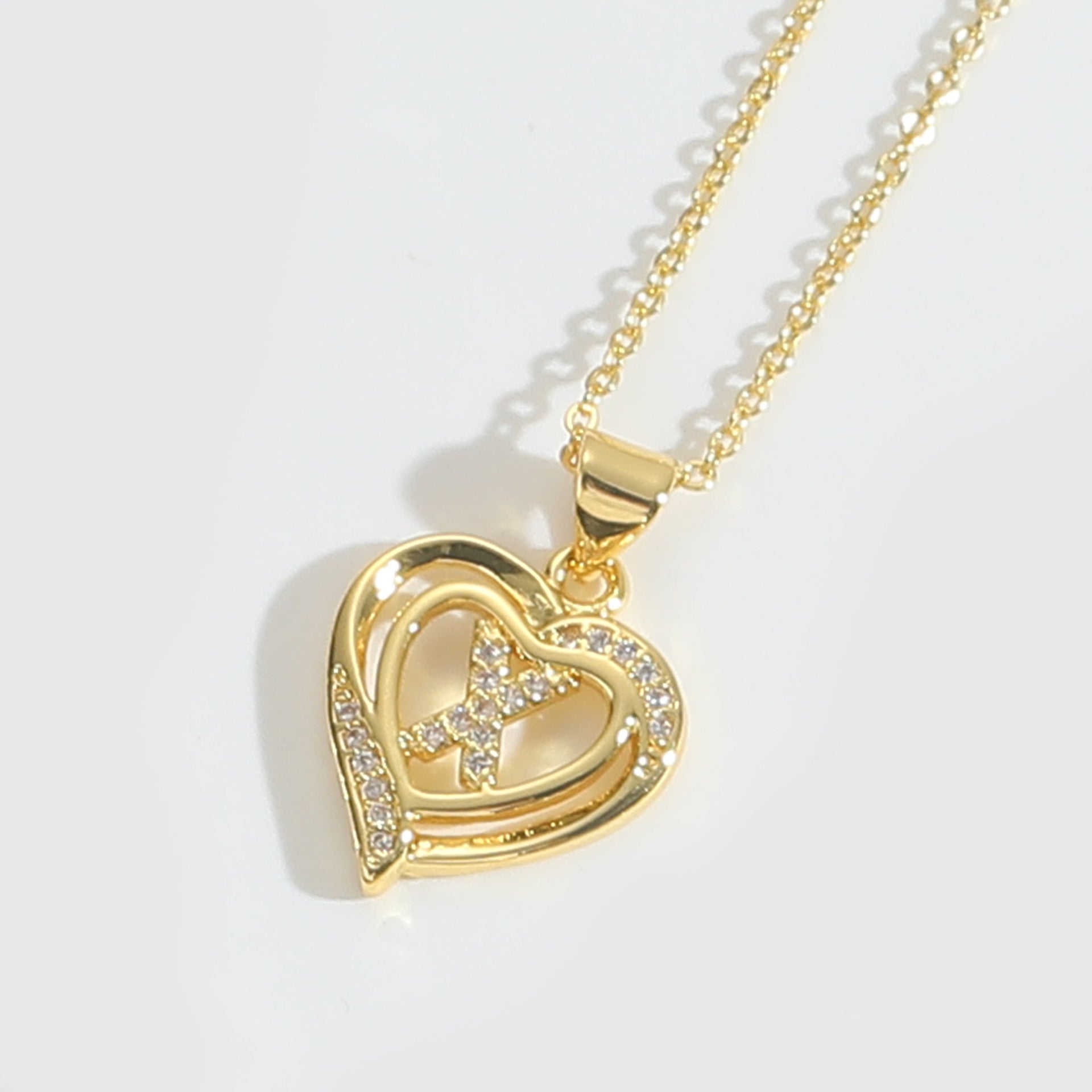 Heart Shape Zircon Letter Necklace