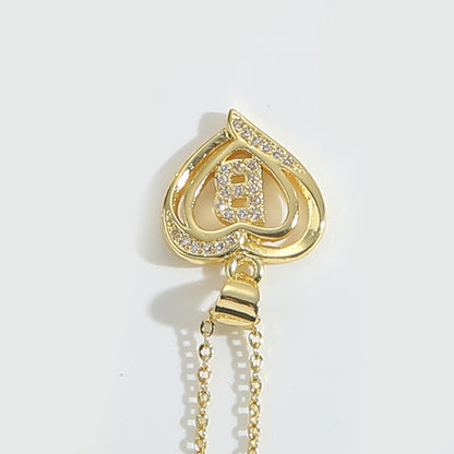 Heart Shape Zircon Letter Necklace
