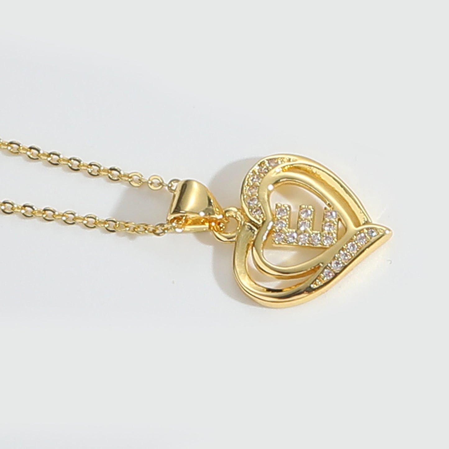 Heart Shape Zircon Letter Necklace