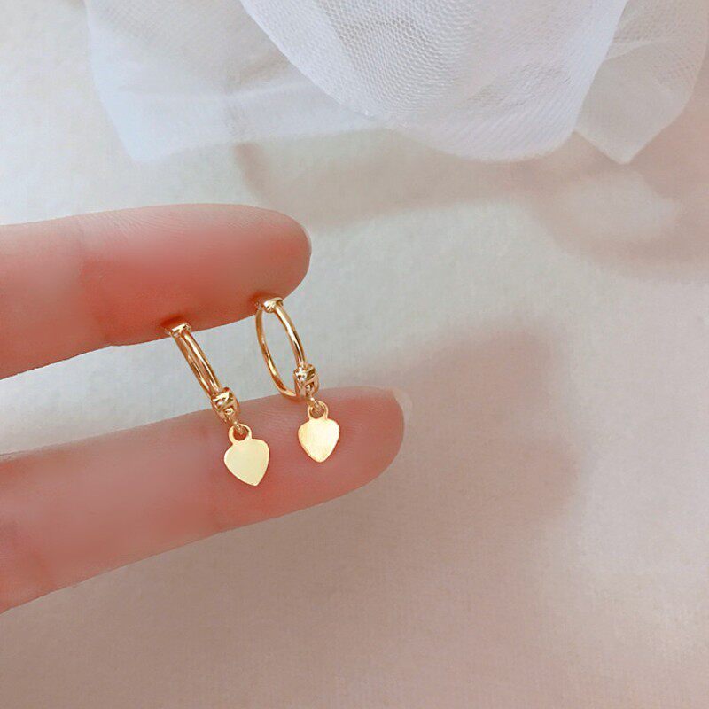 Heart-Shaped 18K Gold Ear Cuffs