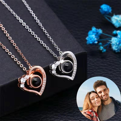 Heart-Shaped 925 Silver Projection Necklace