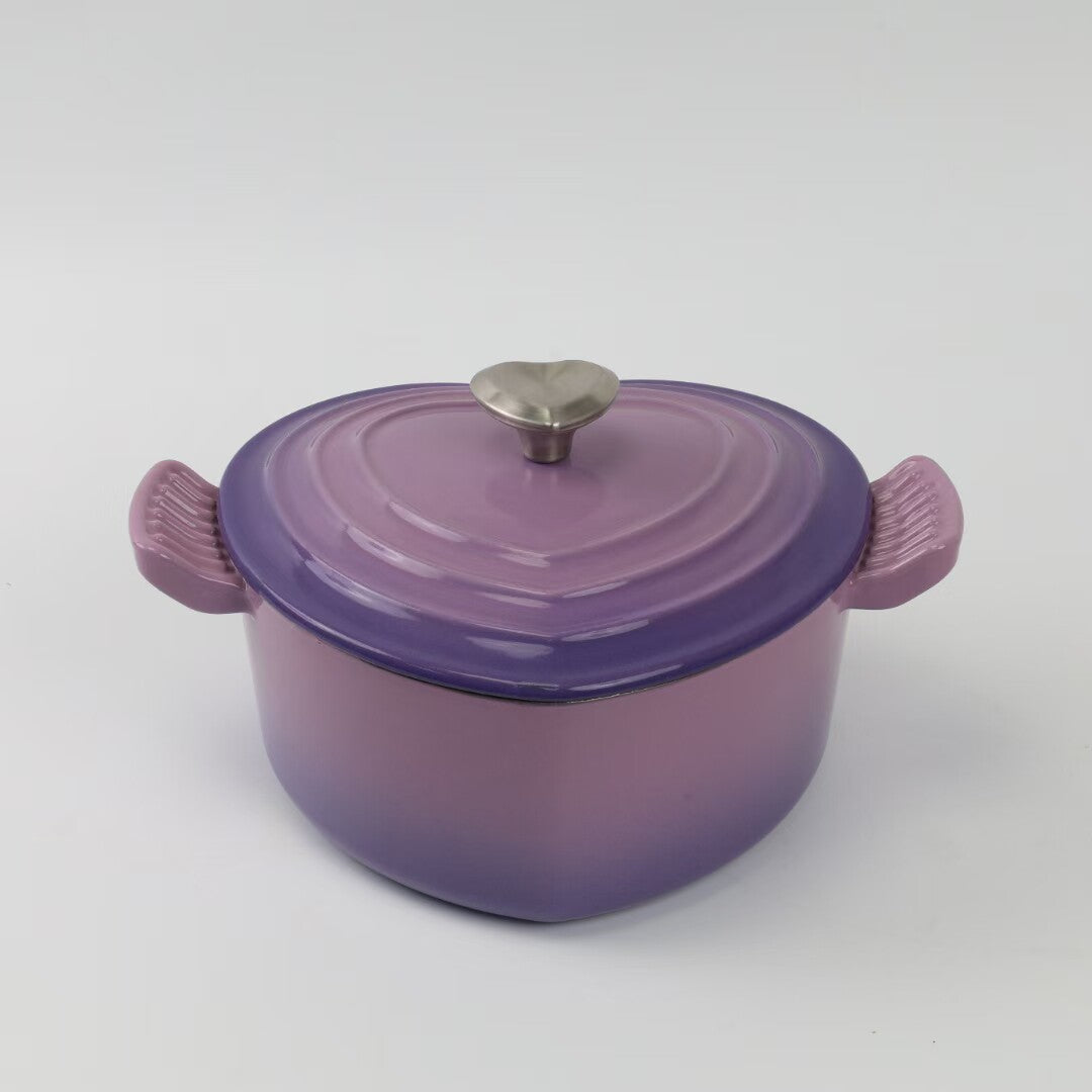 Heart-shaped cast iron enameled pot