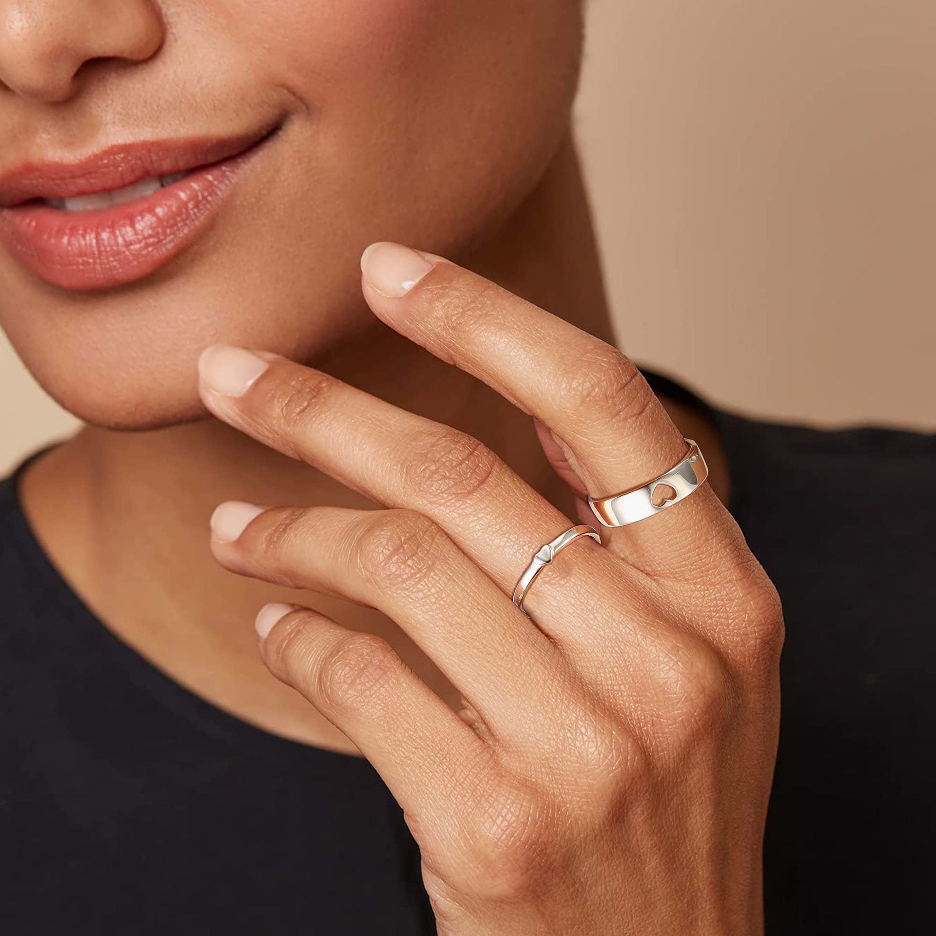 Heart Shaped Couple Promise Rings