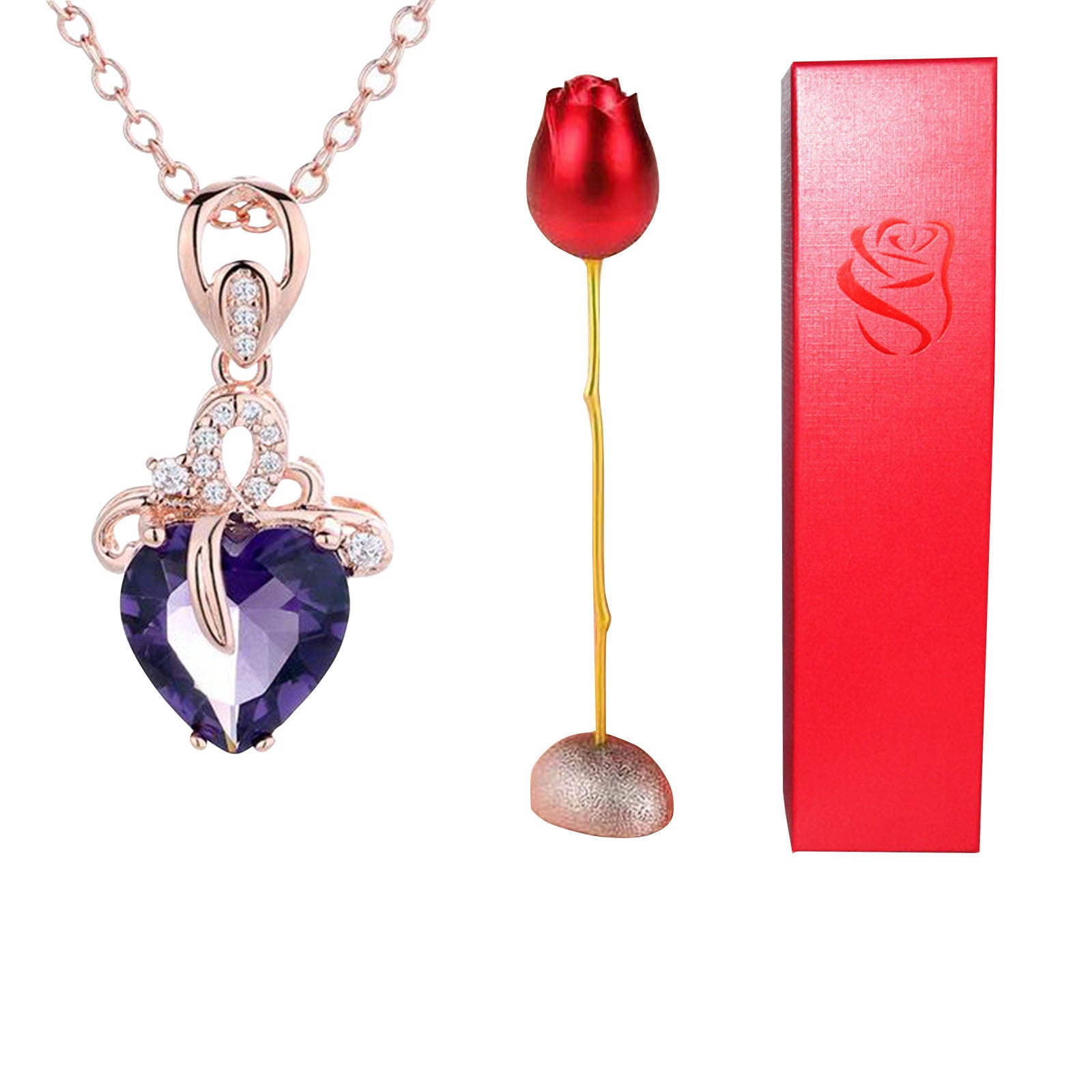 Heart-shaped Crystal Diamond Pendant Necklace