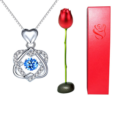Heart-shaped Crystal Diamond Pendant Necklace