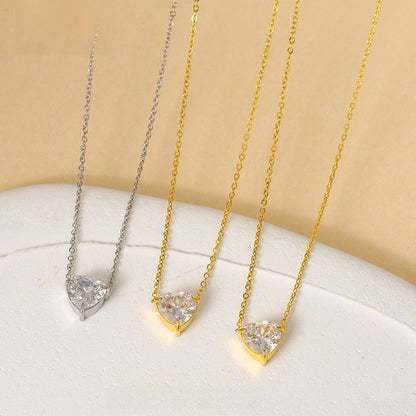 Heart-shaped Diamond steel Necklace