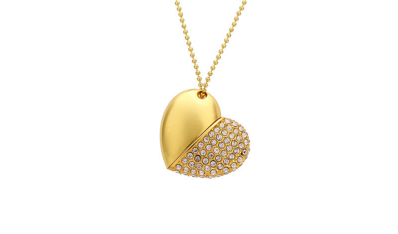 Heart-shaped diamond USB drive