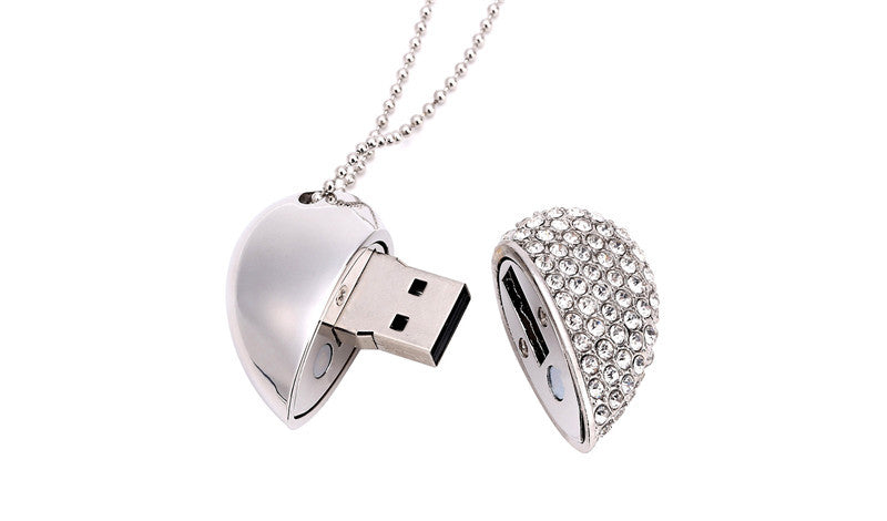 Heart-shaped diamond USB drive