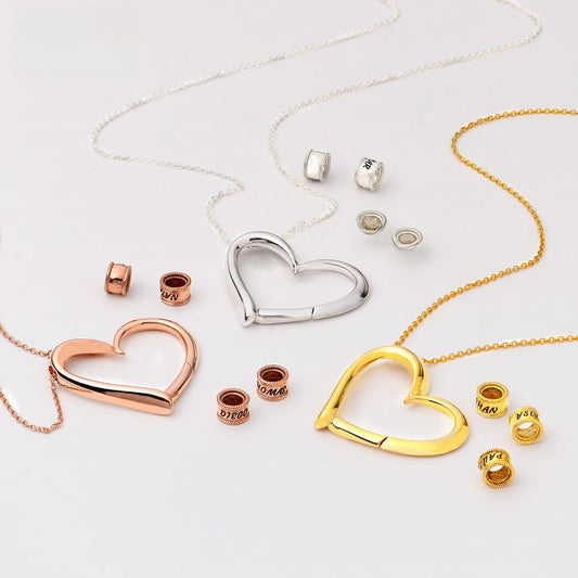 Heart-shaped engraved love charm necklace