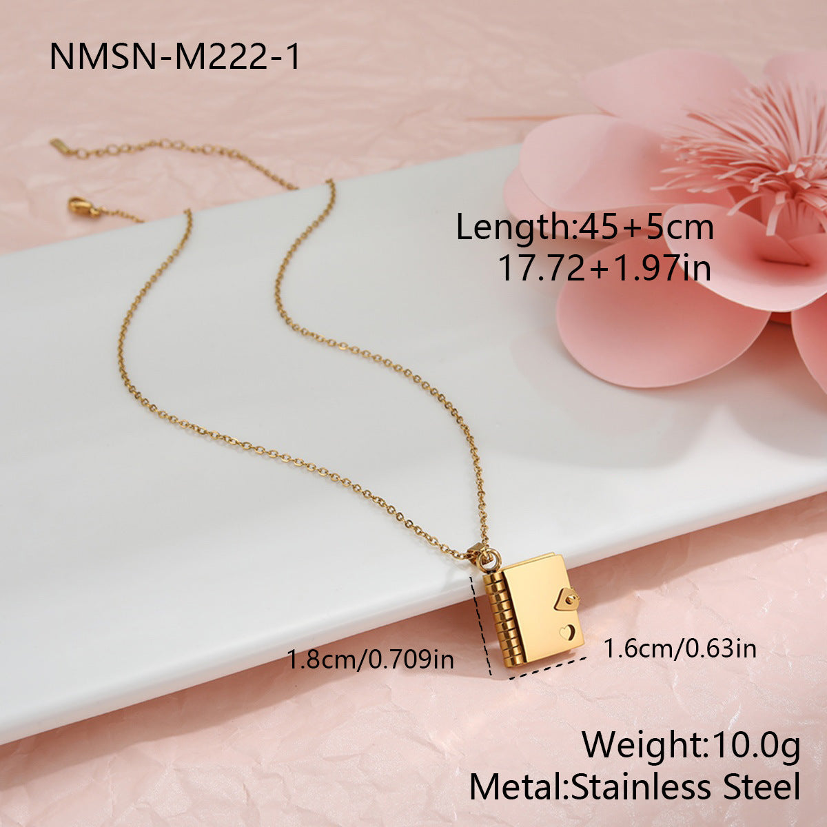 Heart-shaped envelope stainless steel necklace