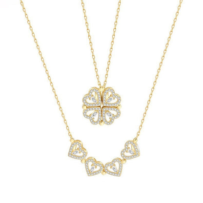 Heart Shaped Four Leaf Clover Magnetic Necklace Pendant