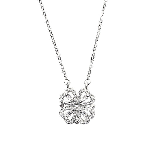 Heart Shaped Four Leaf Clover Magnetic Necklace Pendant