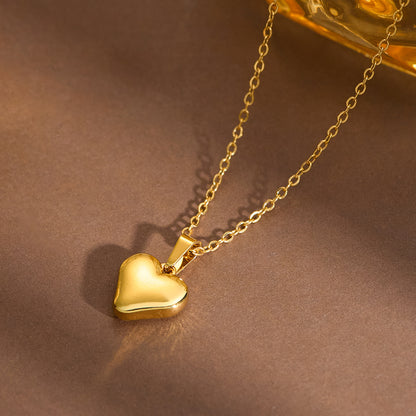 Heart Shaped Gold Plated Stainless Steel Necklace