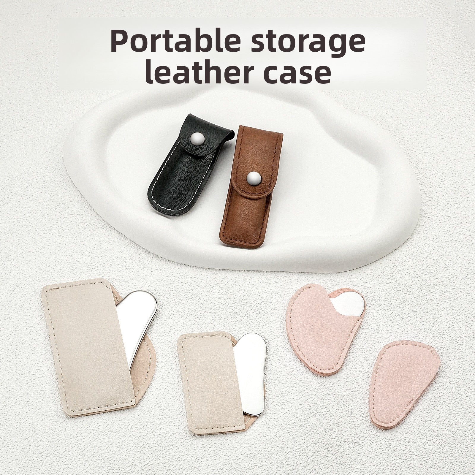 Heart-Shaped Gua Sha Board Leather Case