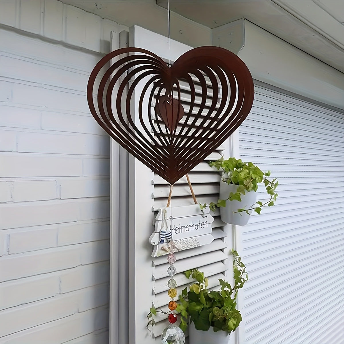 Heart-Shaped Iron Wind Spinner Garden Decor