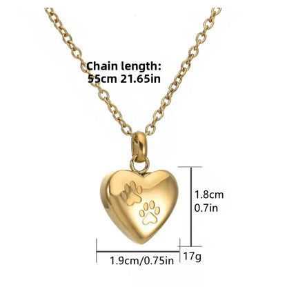 Heart-shaped paw print pendant necklace