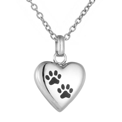 Heart-shaped paw print pendant necklace