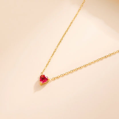 Heart-Shaped Pendant 12 Birthstone Necklace