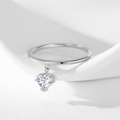 Heart-Shaped Pendant Ring with Sparkling Diamonds for Women