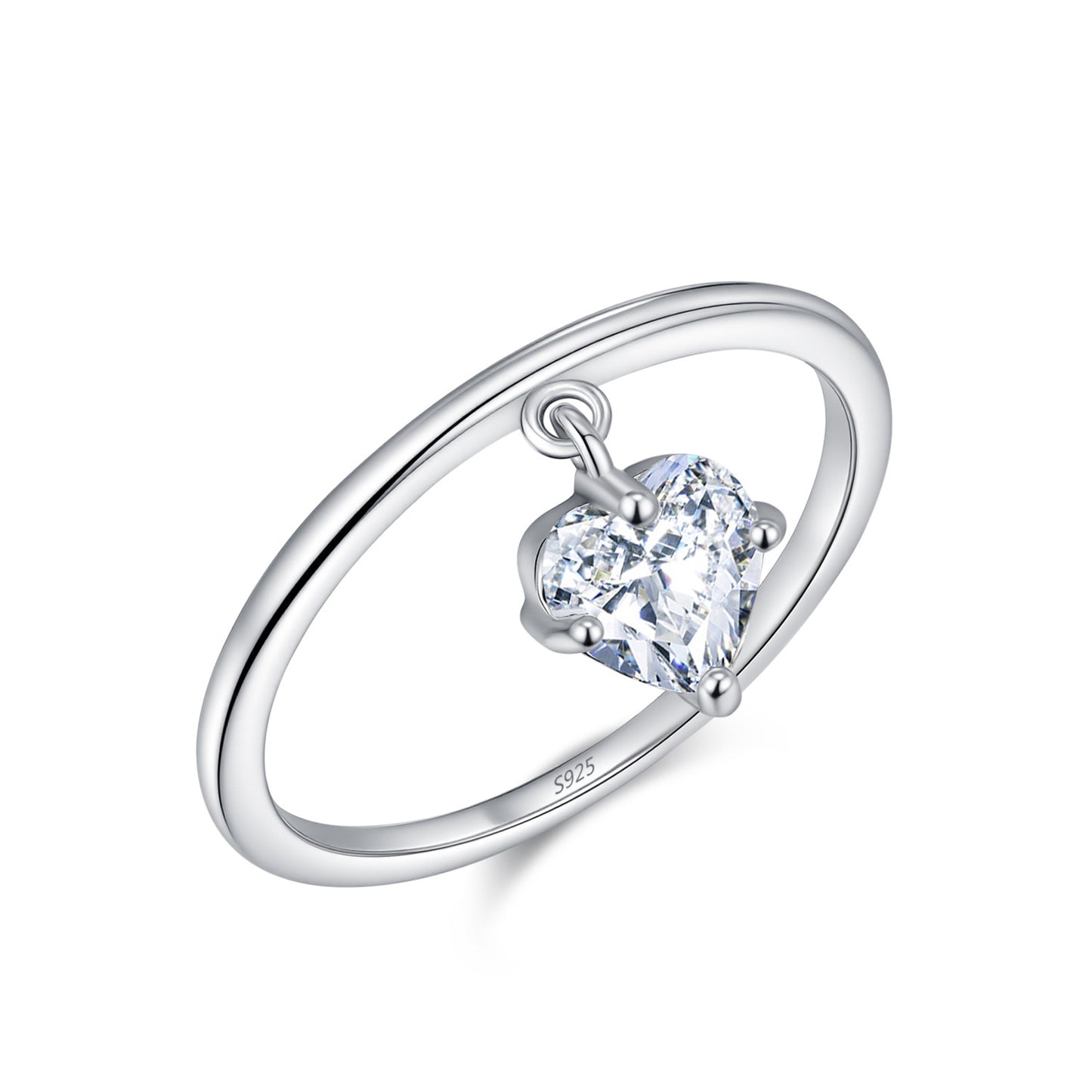Heart-Shaped Pendant Ring with Sparkling Diamonds for Women