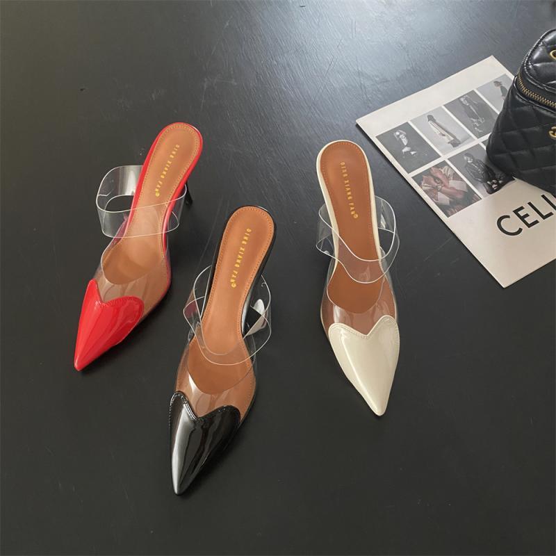 Heart Shaped Transparent High Heel Shoes