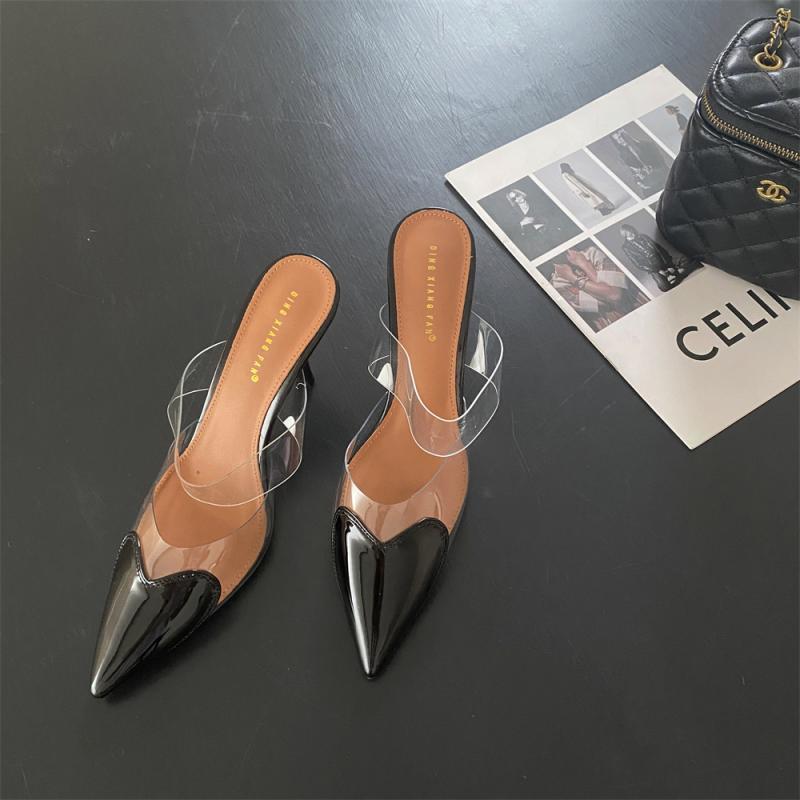 Heart Shaped Transparent High Heel Shoes