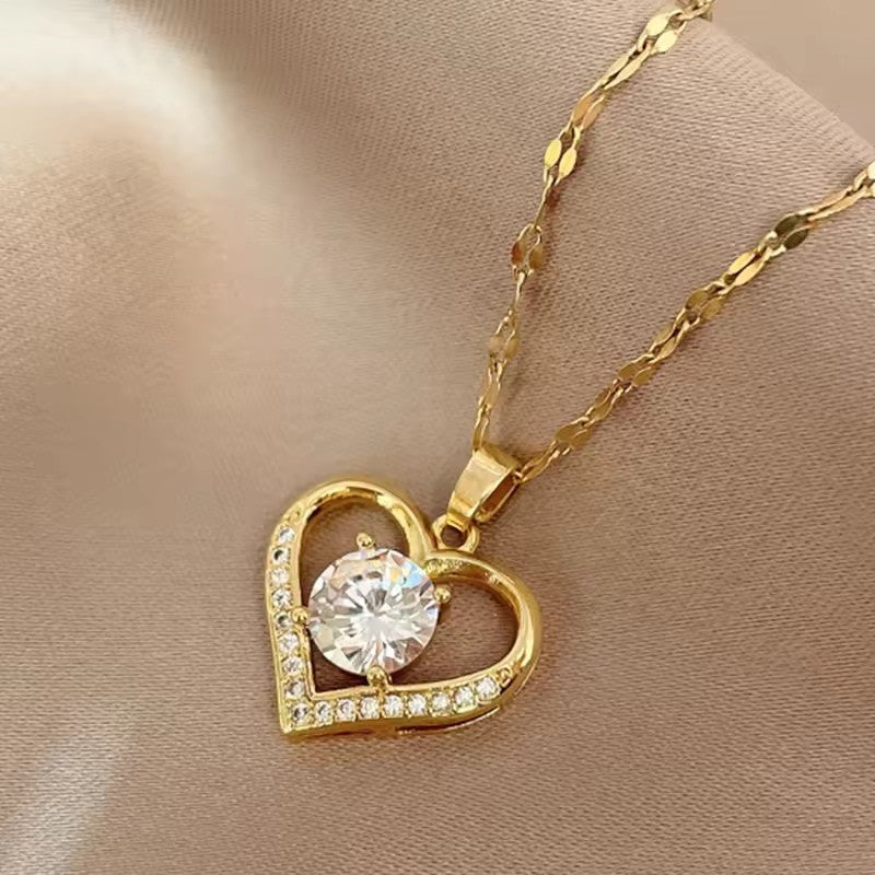 Heart Shaped Zircon Clavicle Chain