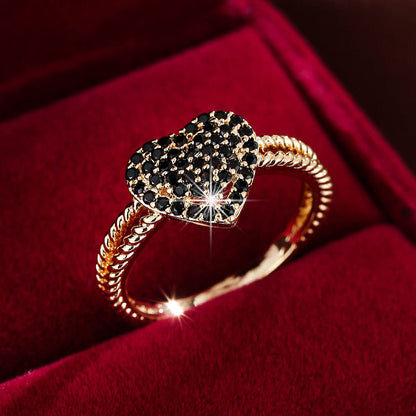 Heart Shaped Zircon Embedded Fashion Ring