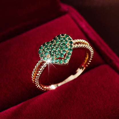 Heart Shaped Zircon Embedded Fashion Ring