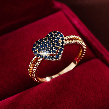Heart Shaped Zircon Embedded Fashion Ring