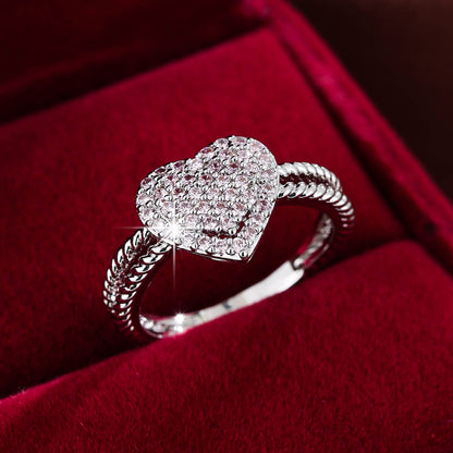 Heart Shaped Zircon Embedded Fashion Ring