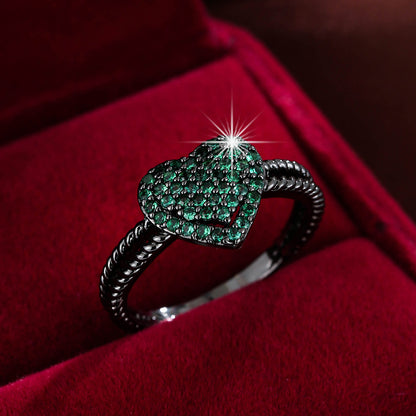 Heart Shaped Zircon Embedded Fashion Ring